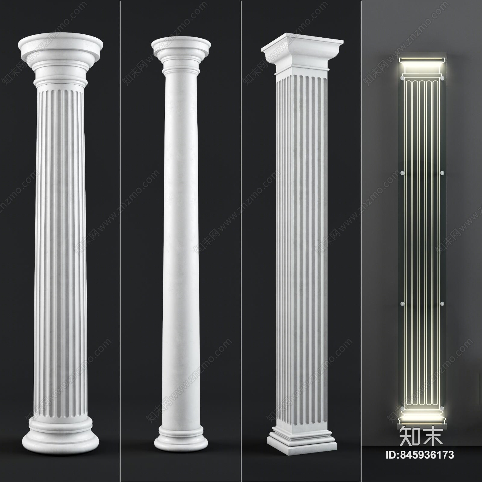 欧式古典罗马柱组合3D模型下载【ID:845936173】