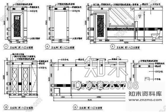 图块/节点男卫生间立面图施工图下载【ID:832283708】