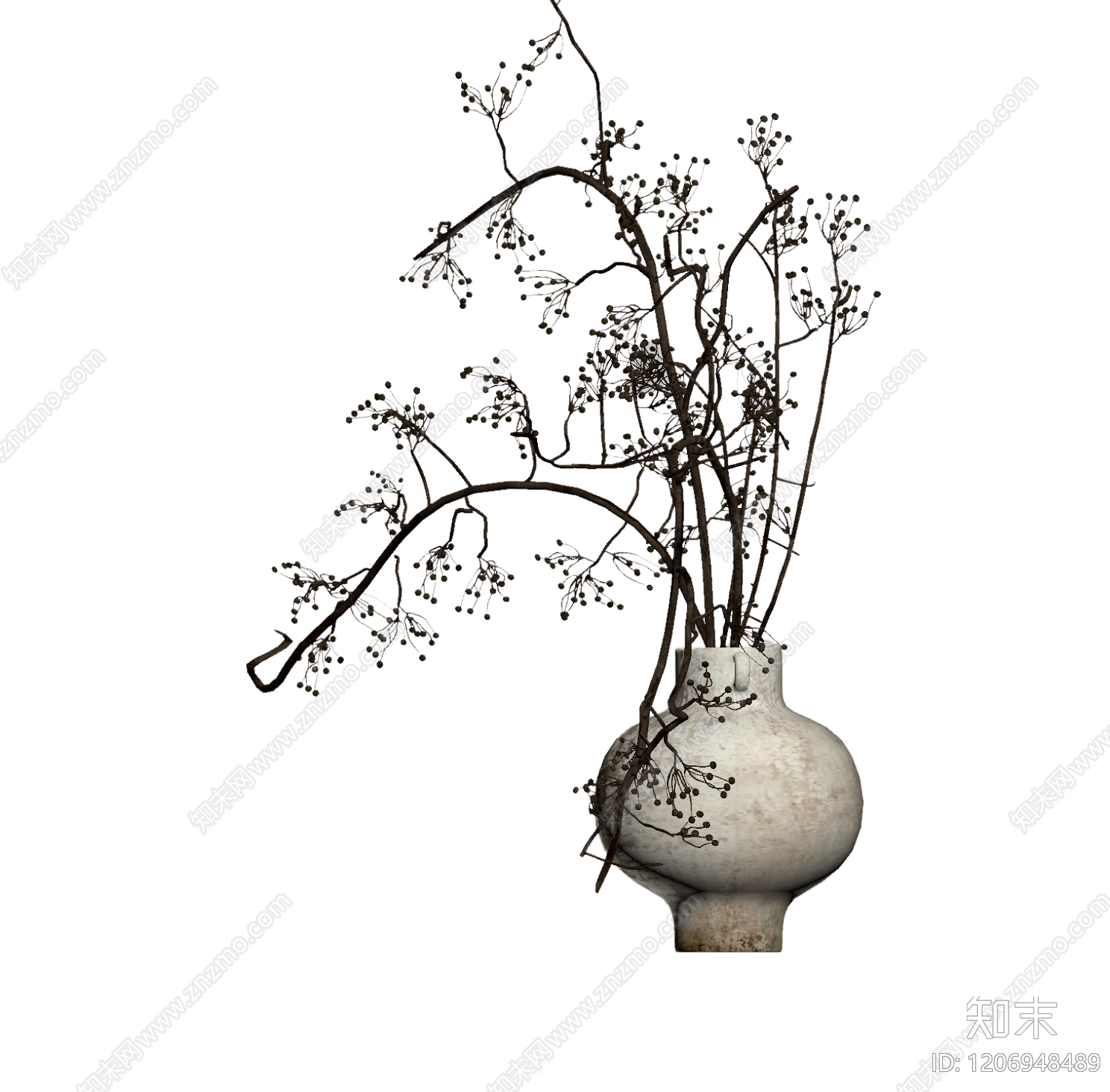 花瓶插枝装饰品3D模型下载【ID:1206948489】