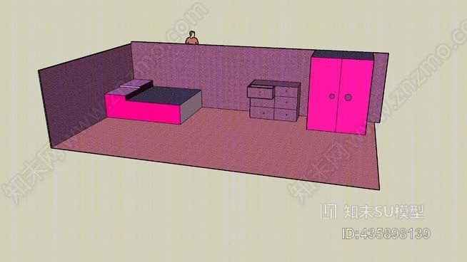 粉色和紫色房间SU模型下载【ID:435898139】