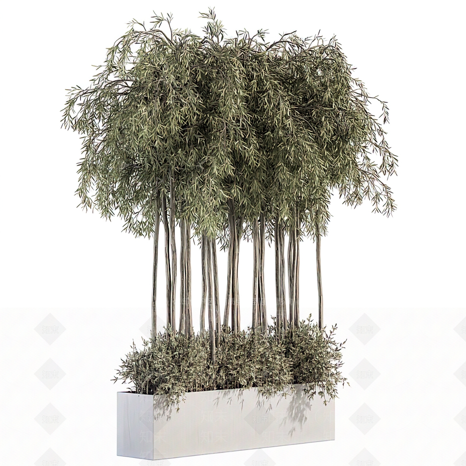 现代绿植花坛3D模型下载【ID:1103451135】