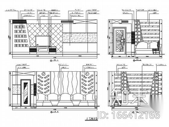夜总会A型包房室内装修图cad施工图下载【ID:166412166】