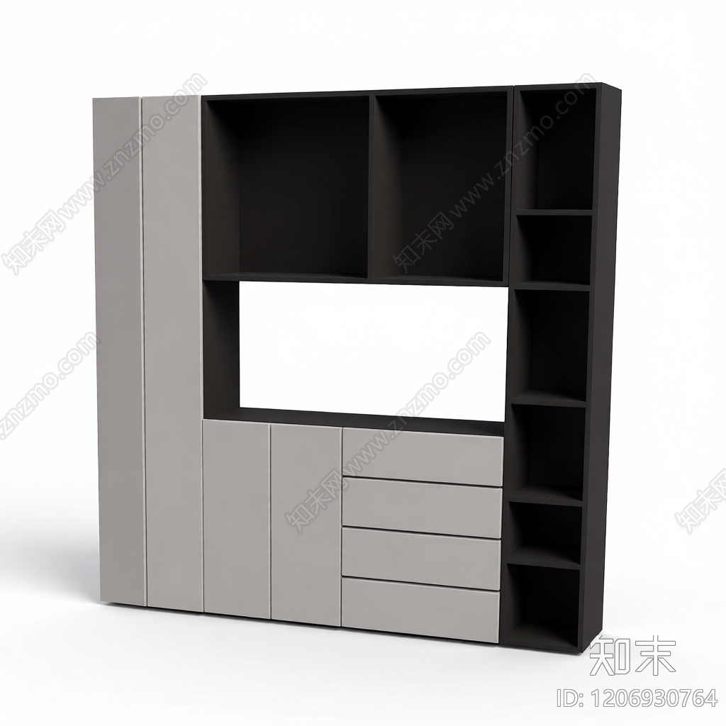 组合书柜模型3D模型下载【ID:1206930764】