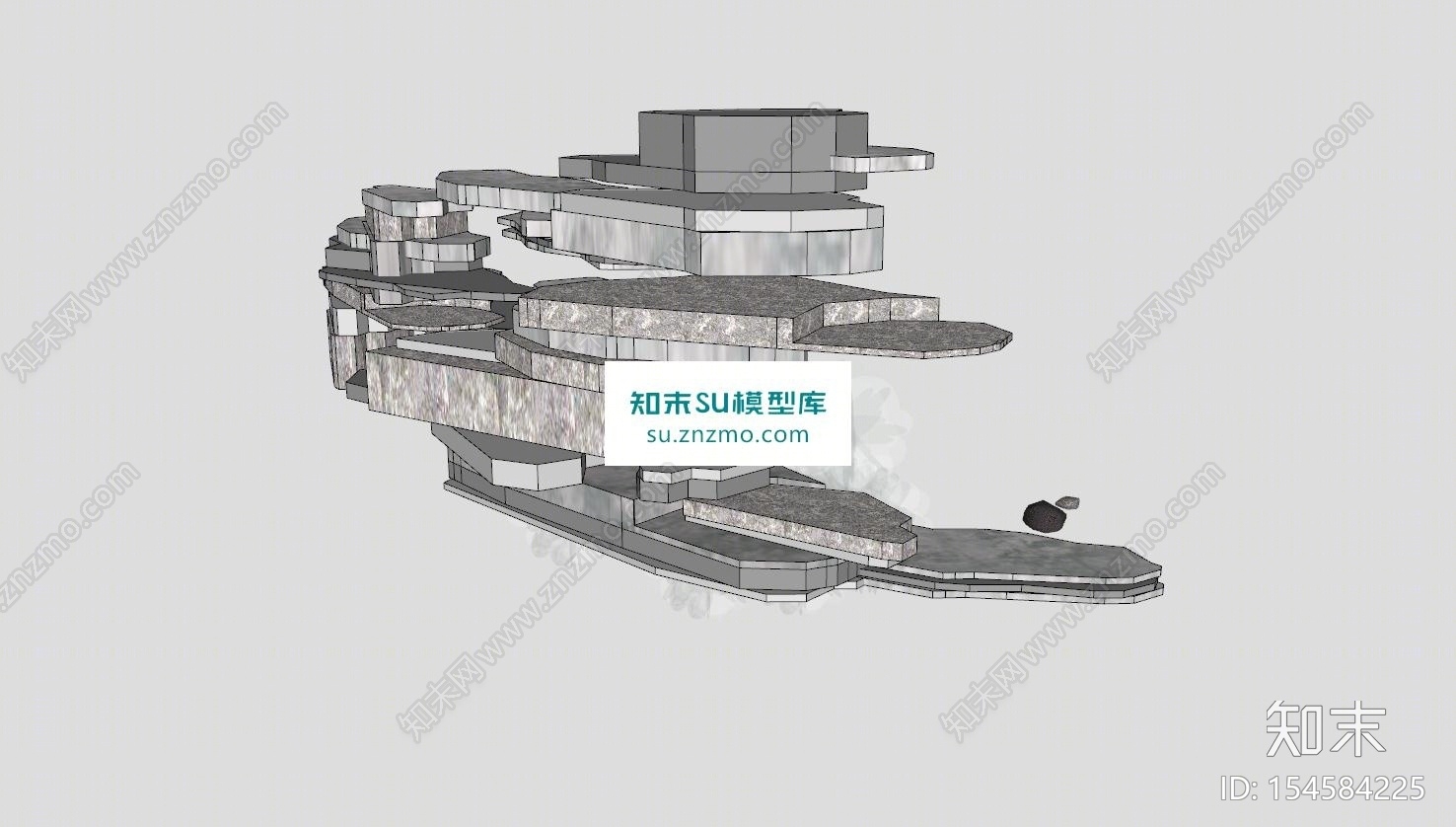 假山石假山石风景石头组合SU模型下载【ID:154584225】
