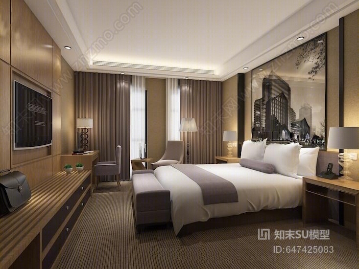 现代客房SU模型下载【ID:647425083】