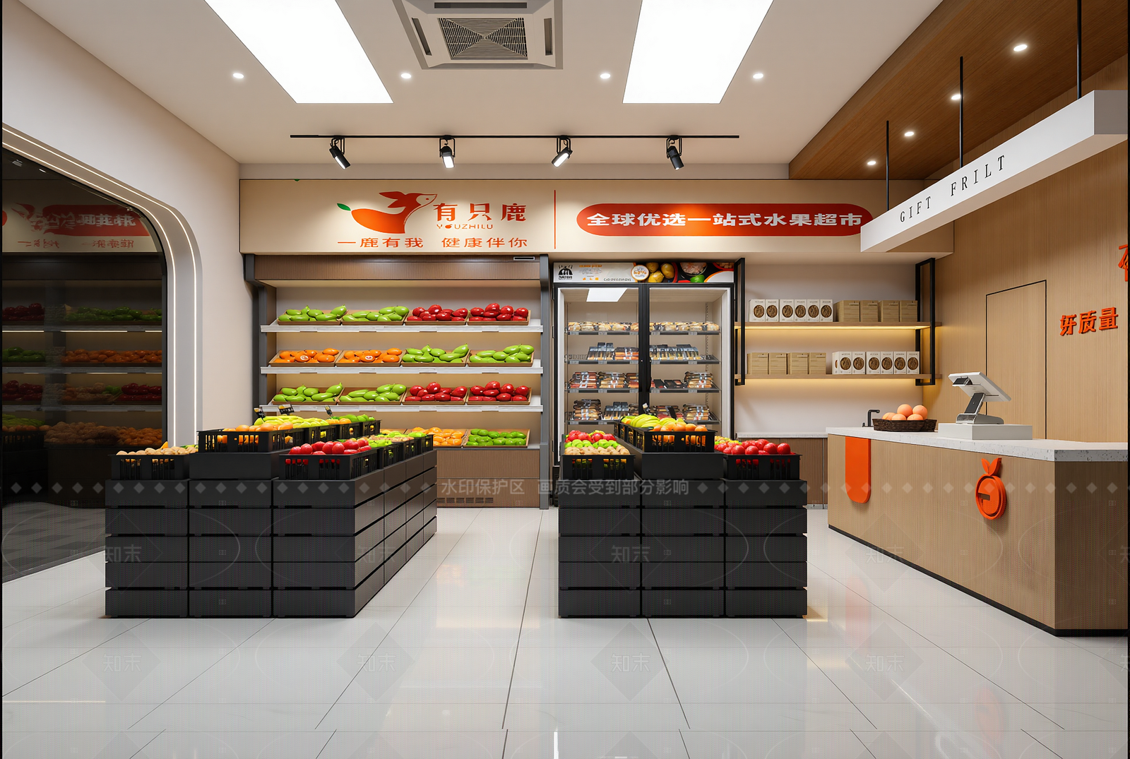 现代水果店3D模型下载【ID:1214582667】