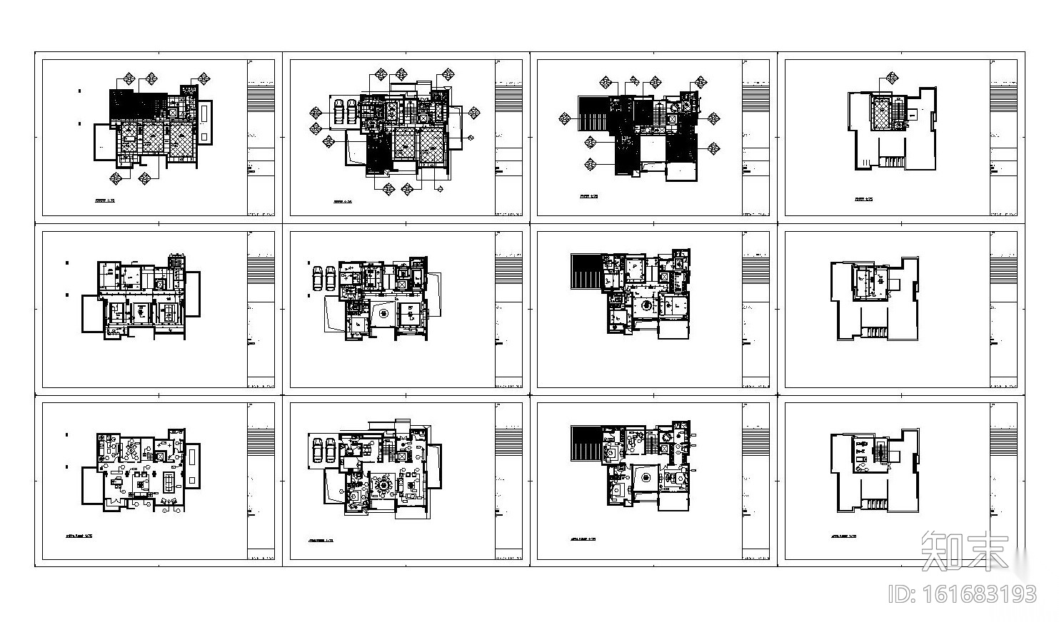 [苏州]现代简约风格独栋别墅装修全套施工图cad施工图下载【ID:161683193】