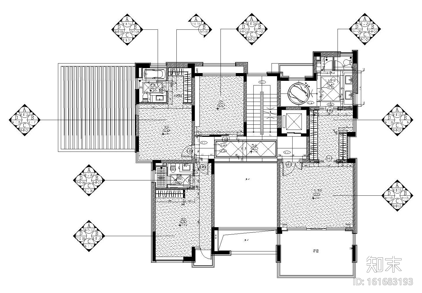 [苏州]现代简约风格独栋别墅装修全套施工图cad施工图下载【ID:161683193】