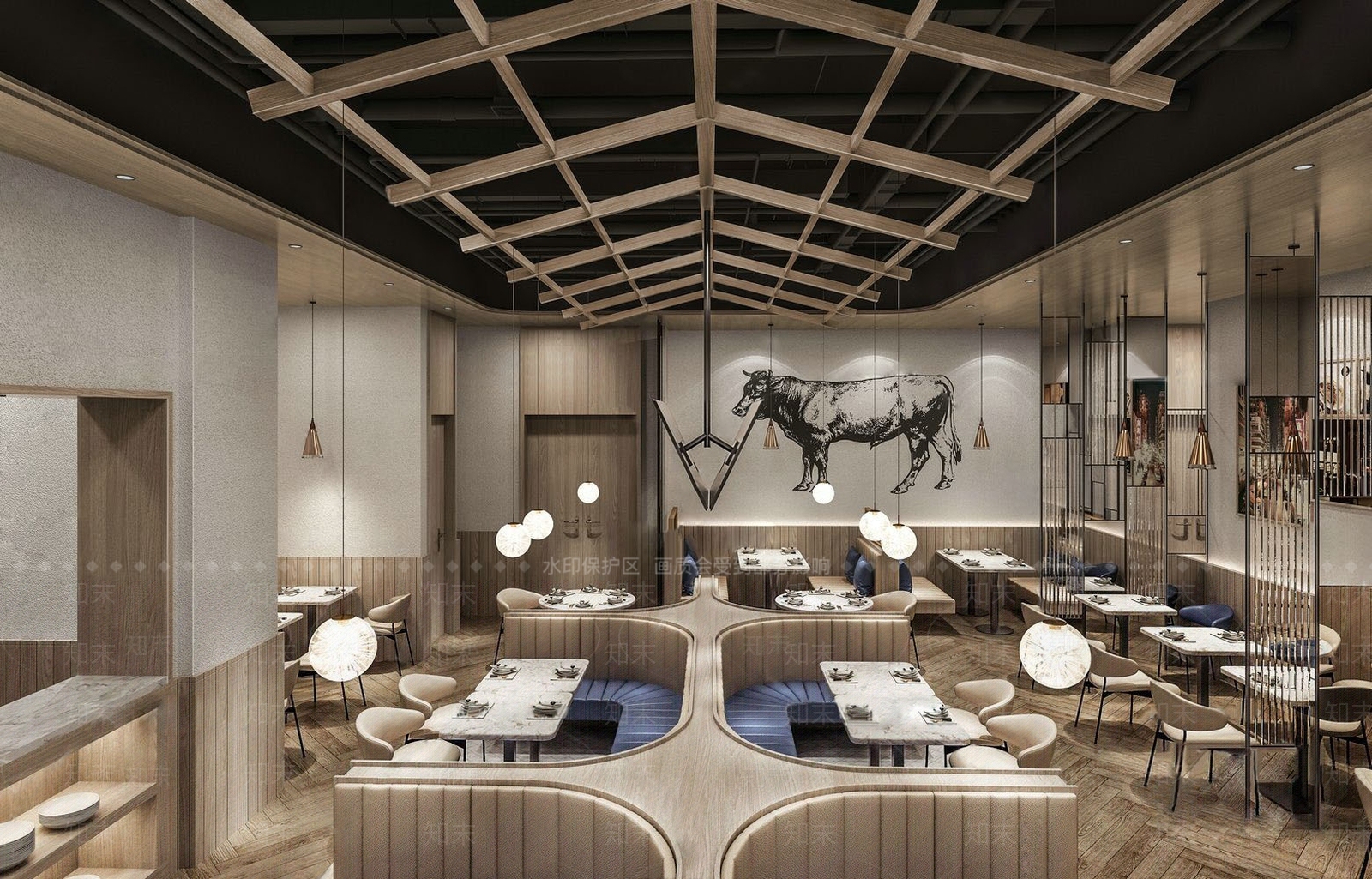 现代休闲餐厅3D模型下载【ID:268939587】