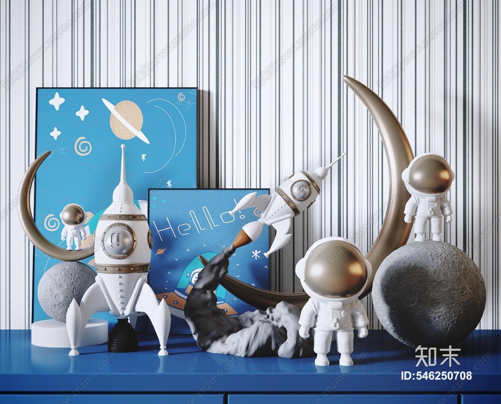现代太空宇航员儿童饰品摆件3D模型下载【ID:546250708】