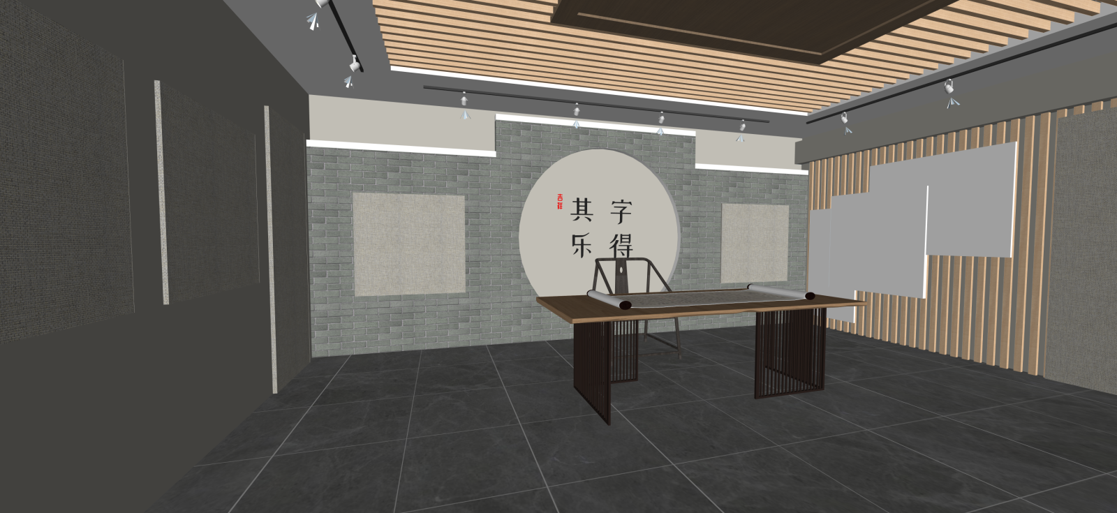 新中式工作室SU模型下载【ID:1222226164】