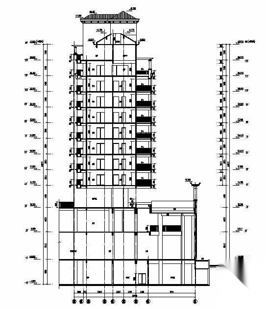 [深圳东莞]某十二层商住楼建筑施工图cad施工图下载【ID:165732195】