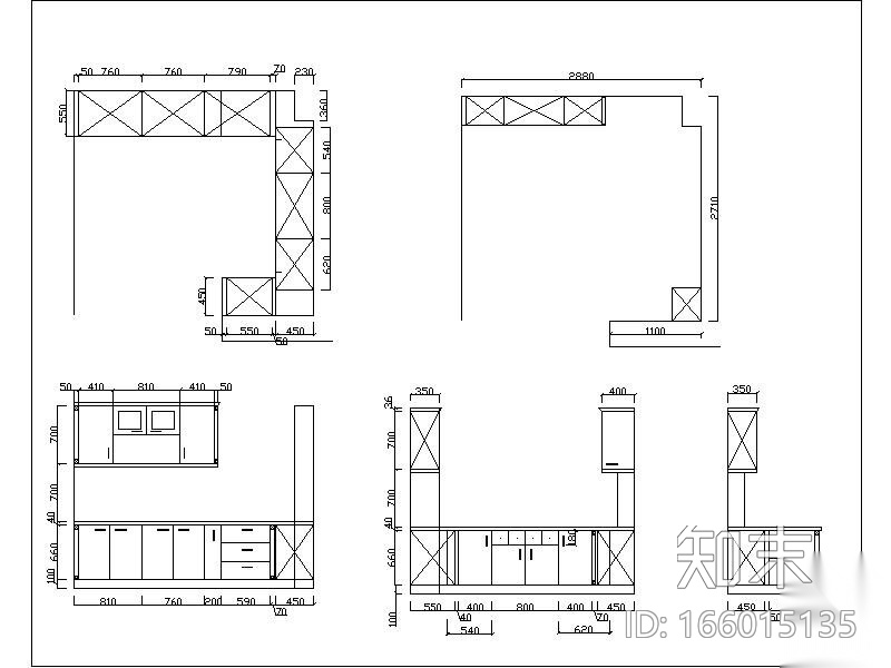 超详细的橱柜cad图纸cad施工图下载【ID:166015135】