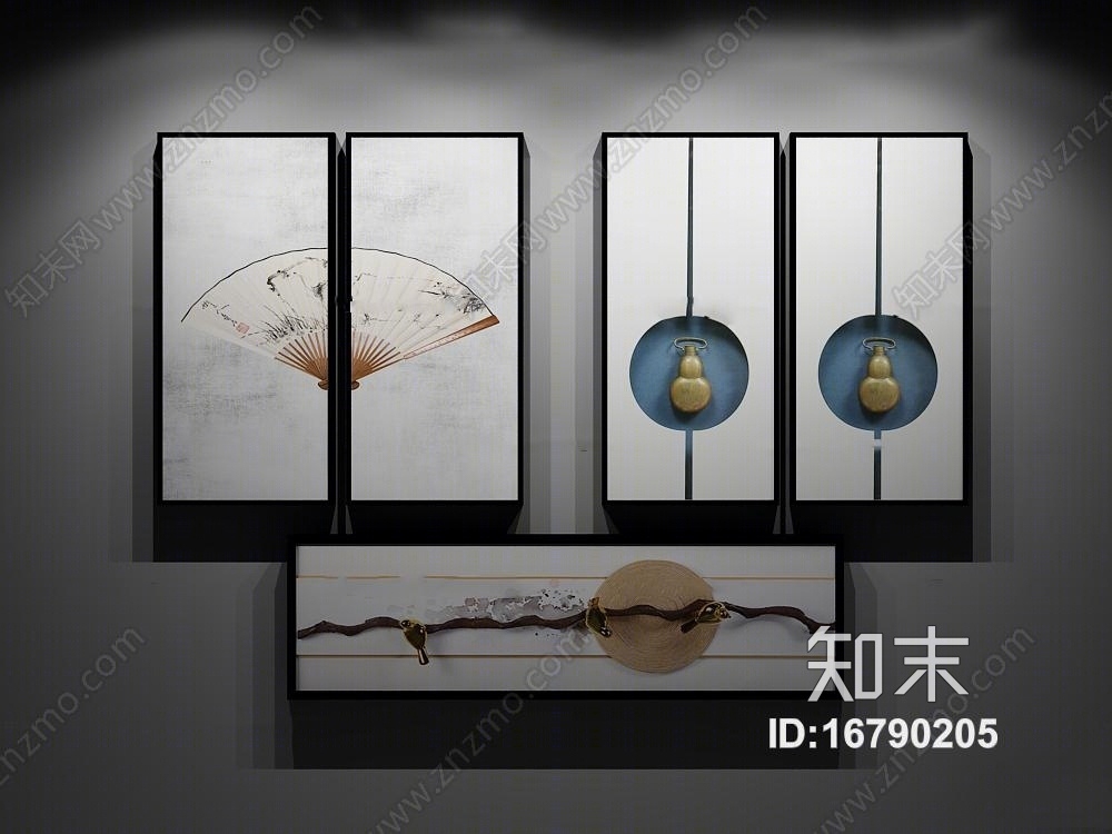 新中式装饰画3D模型下载【ID:16790205】