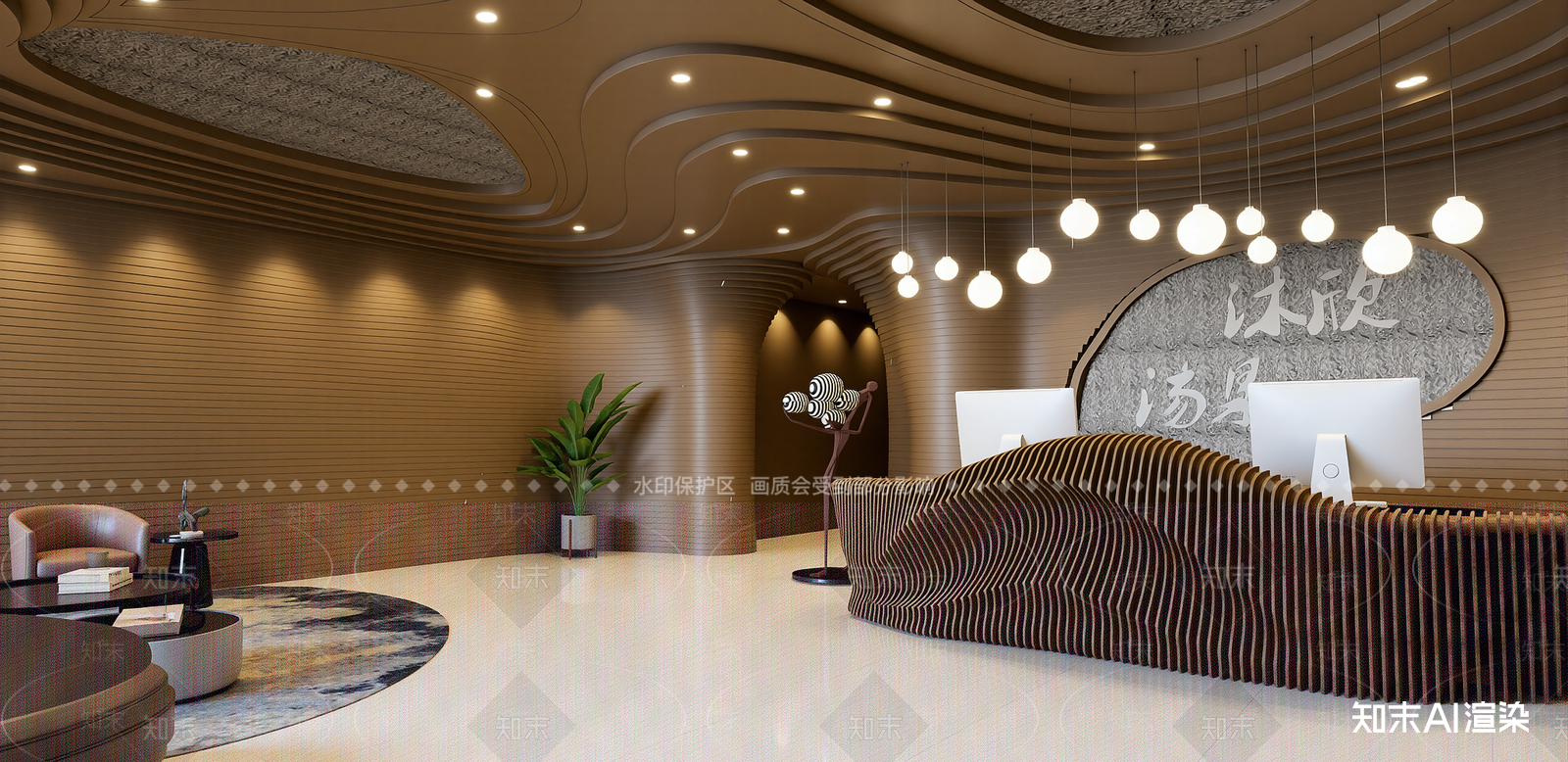 现代酒店大堂SU模型下载【ID:1215926086】