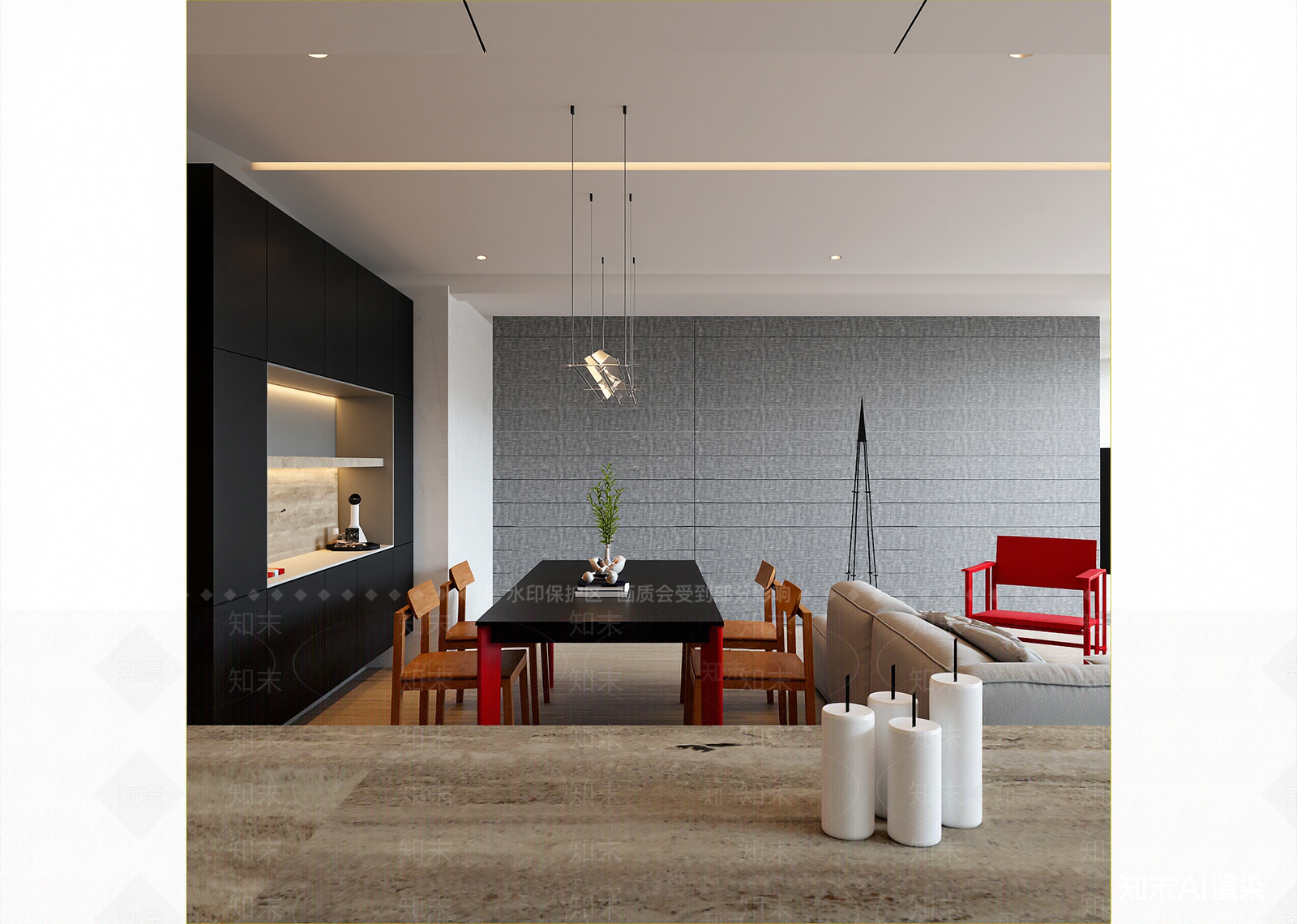 现代客餐厅3D模型下载【ID:1215147651】