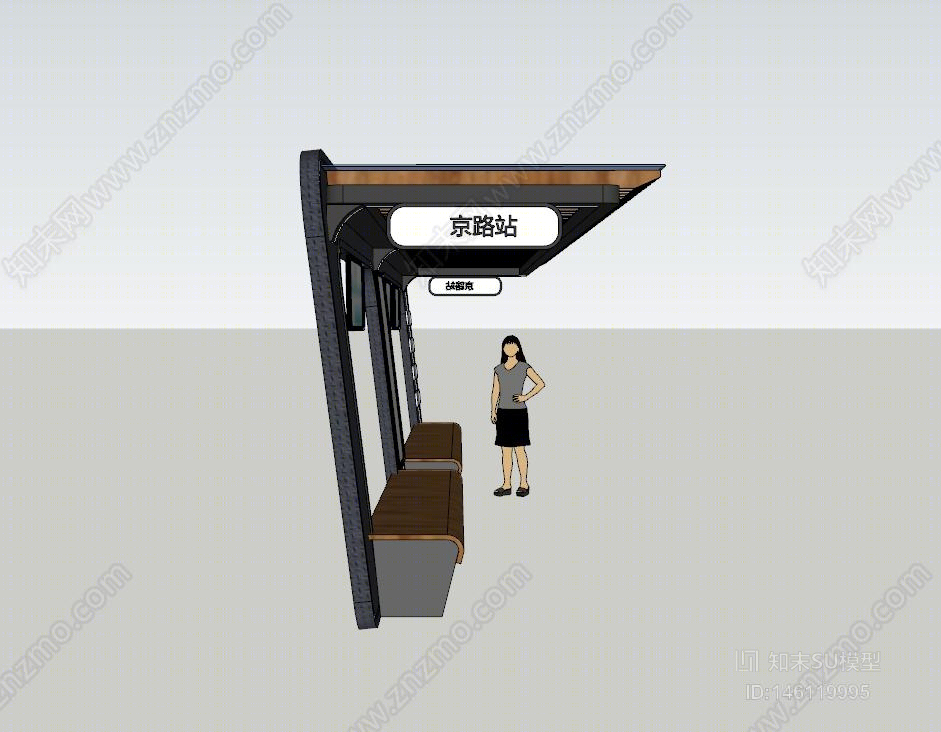 现代公交站台SU模型下载【ID:146119995】