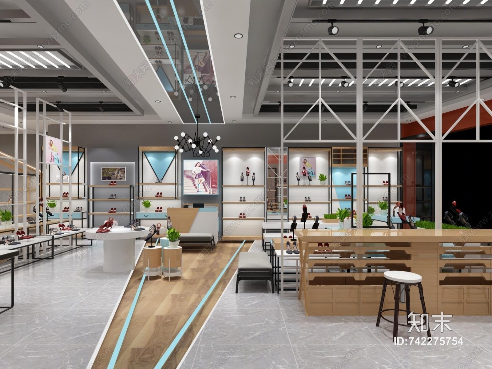工业风鞋店3D模型下载【ID:742275754】