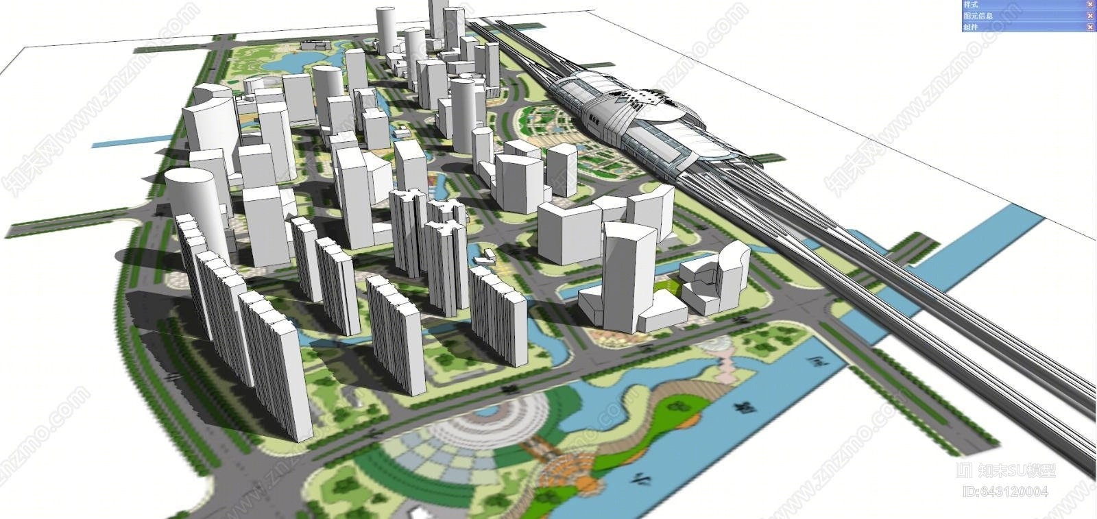 现代火车站建筑SU模型下载【ID:643120004】