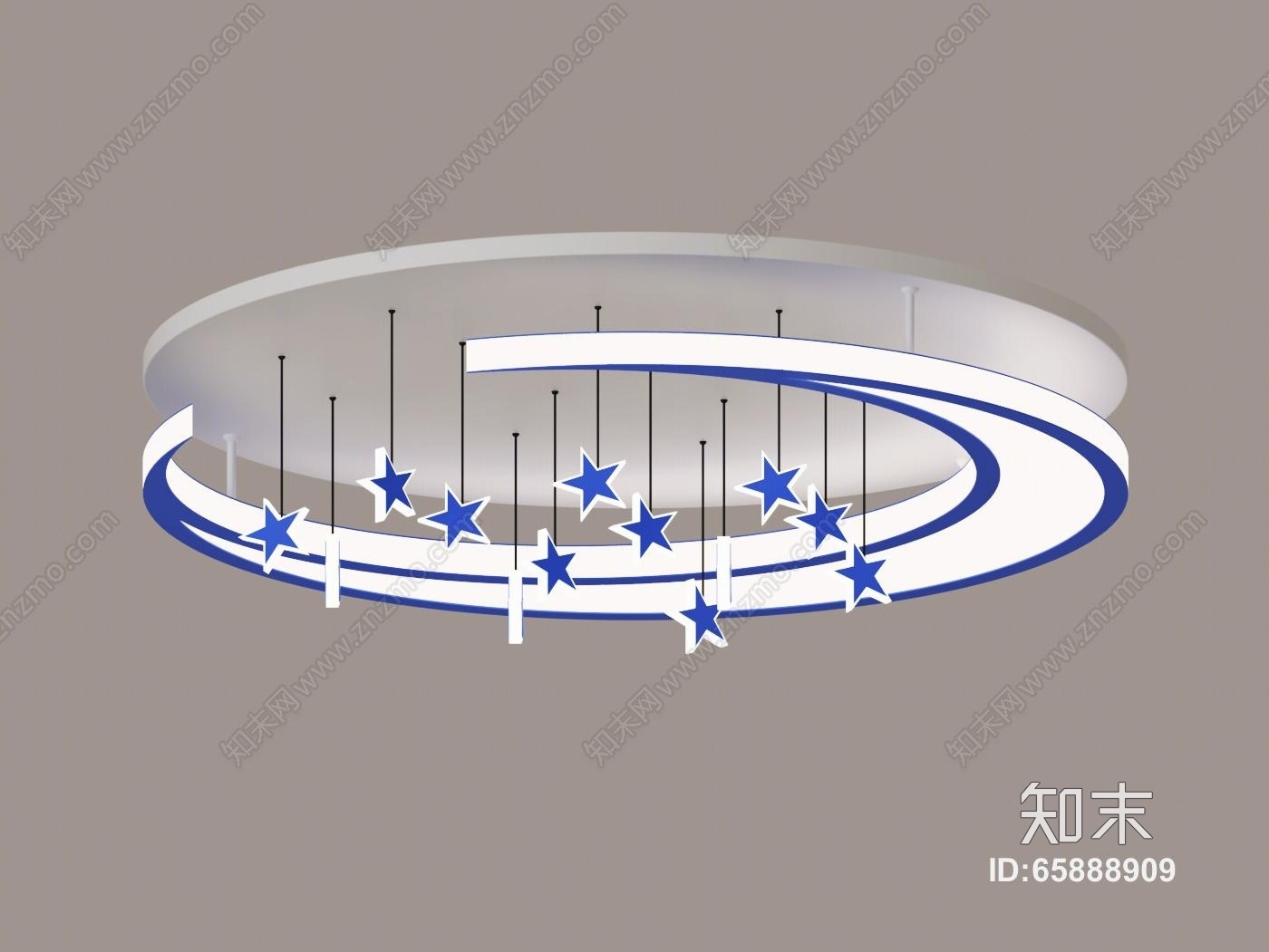 小孩房吊灯月亮灯3D模型下载【ID:65888909】