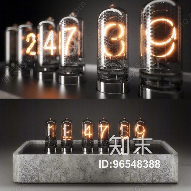 工业风数字金属装饰灯3D模型下载【ID:96548388】