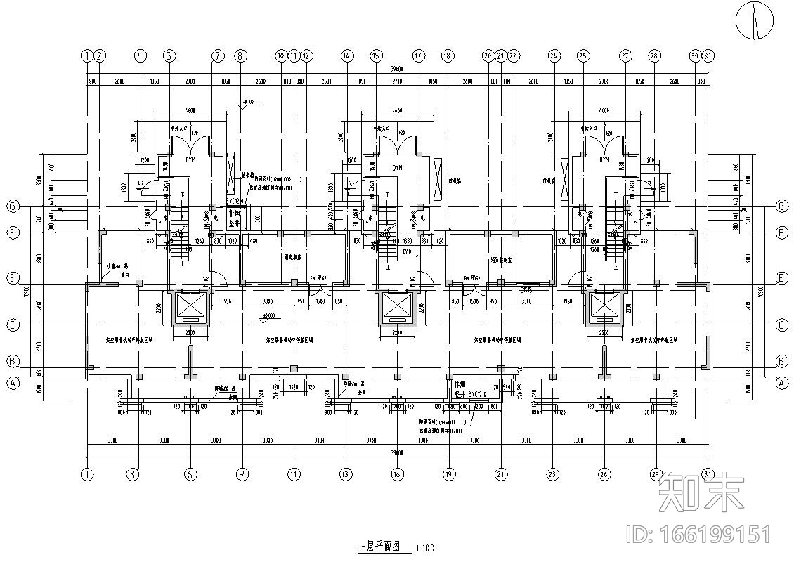 [浙江]现代风格住宅建筑施工图（3栋）cad施工图下载【ID:166199151】