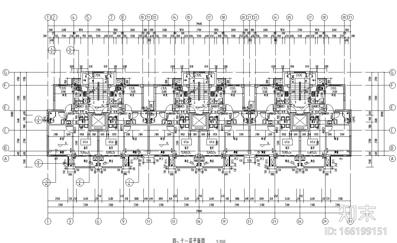 [浙江]现代风格住宅建筑施工图（3栋）cad施工图下载【ID:166199151】