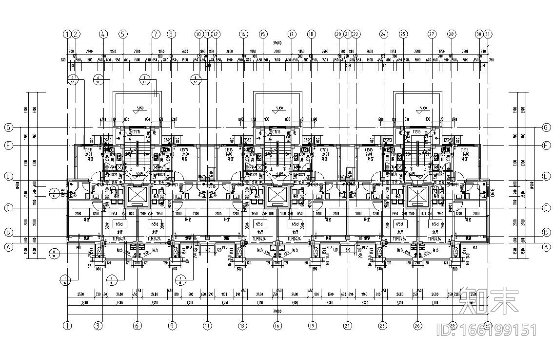 [浙江]现代风格住宅建筑施工图（3栋）cad施工图下载【ID:166199151】