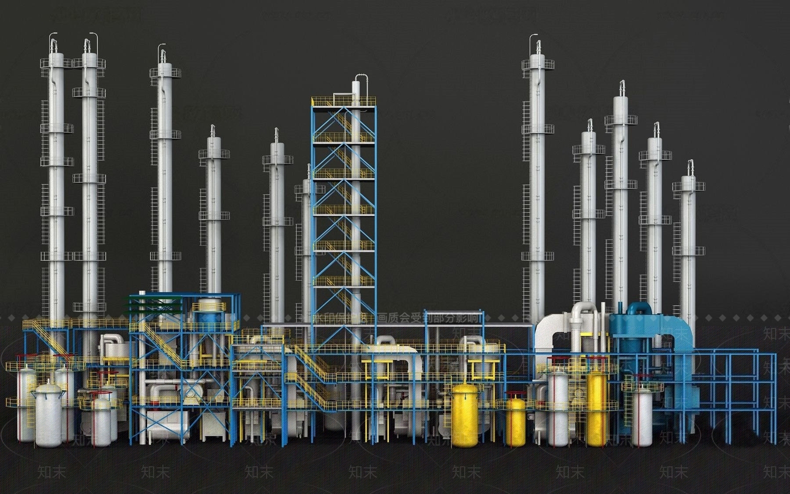 现代工业化工厂设备外观3D模型下载【ID:183827093】