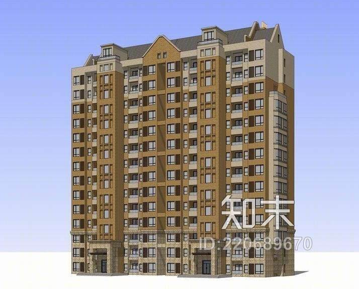 英式高层住宅SU模型下载【ID:220689670】