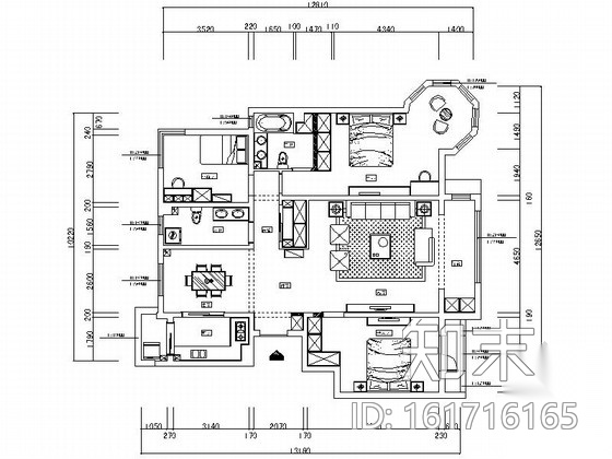 [银川]独具个性高层区混搭风格三居室样板间装修施工图（...cad施工图下载【ID:161716165】