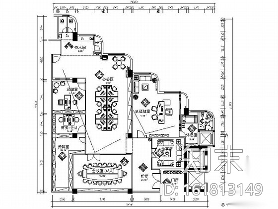 [深圳]某监理公司办公室室内装修施工图（含效果）cad施工图下载【ID:161813149】