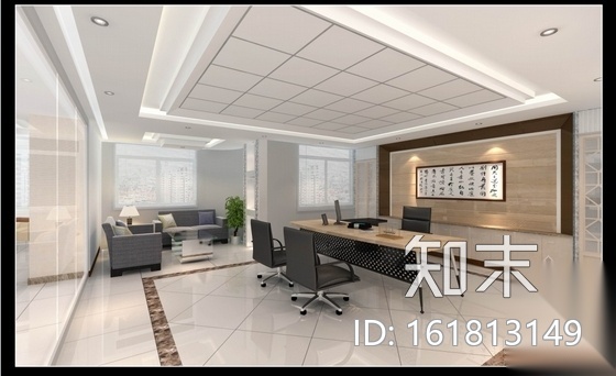 [深圳]某监理公司办公室室内装修施工图（含效果）cad施工图下载【ID:161813149】