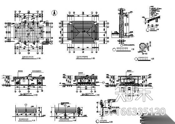 景区C型收票亭施工图cad施工图下载【ID:166335120】