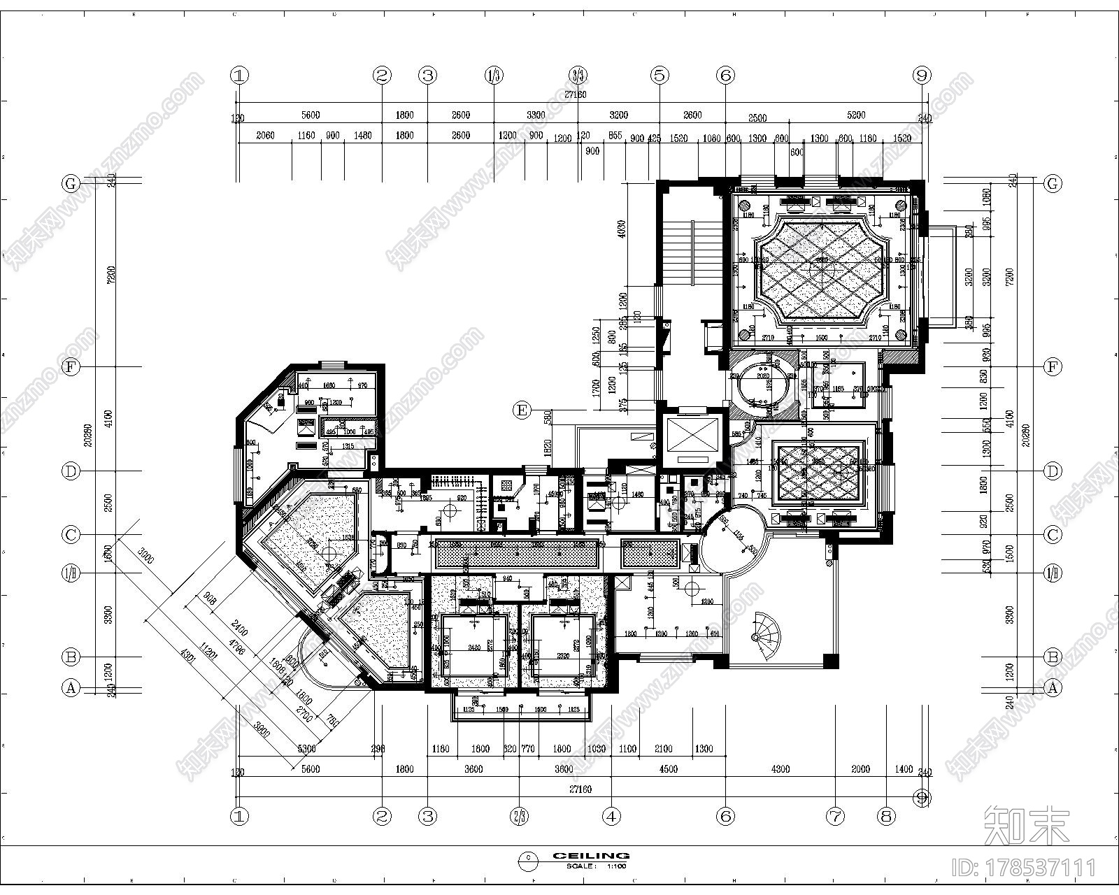 [青岛]现代欧式3居室全套CAD施工图施工图下载【ID:178537111】