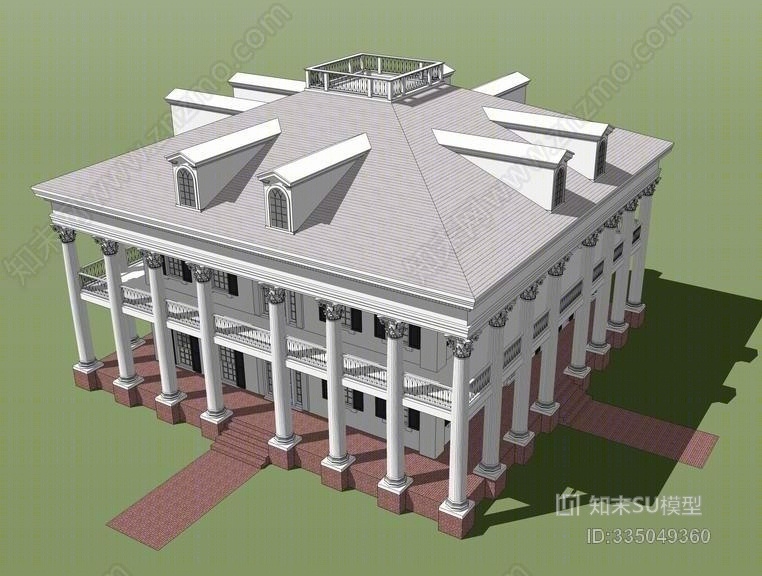 法式小型办公楼SU模型下载【ID:335049360】