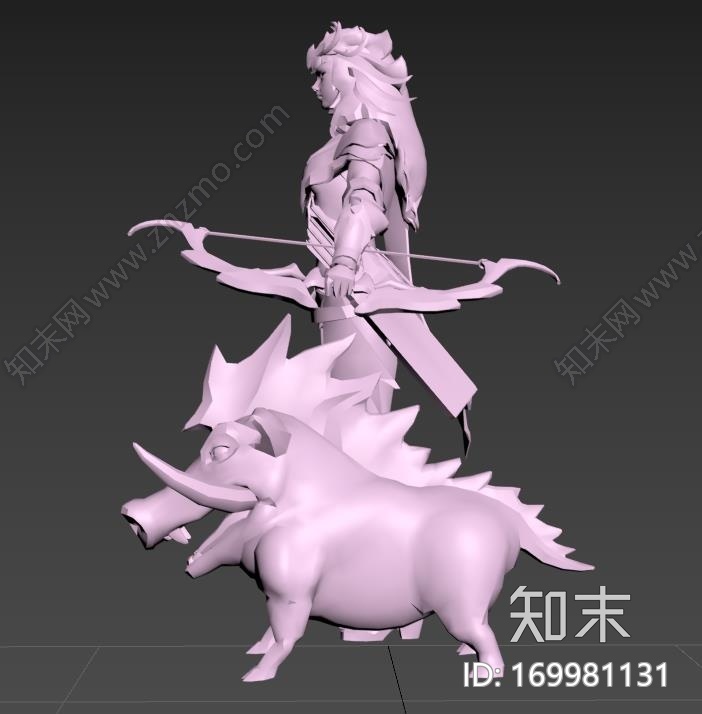 artemis_and_boar_狩猎女神阿尔忒弥斯3d打印模型下载【ID:169981131】