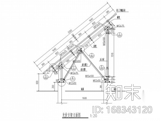 光伏场区支架cad施工图下载【ID:168343120】