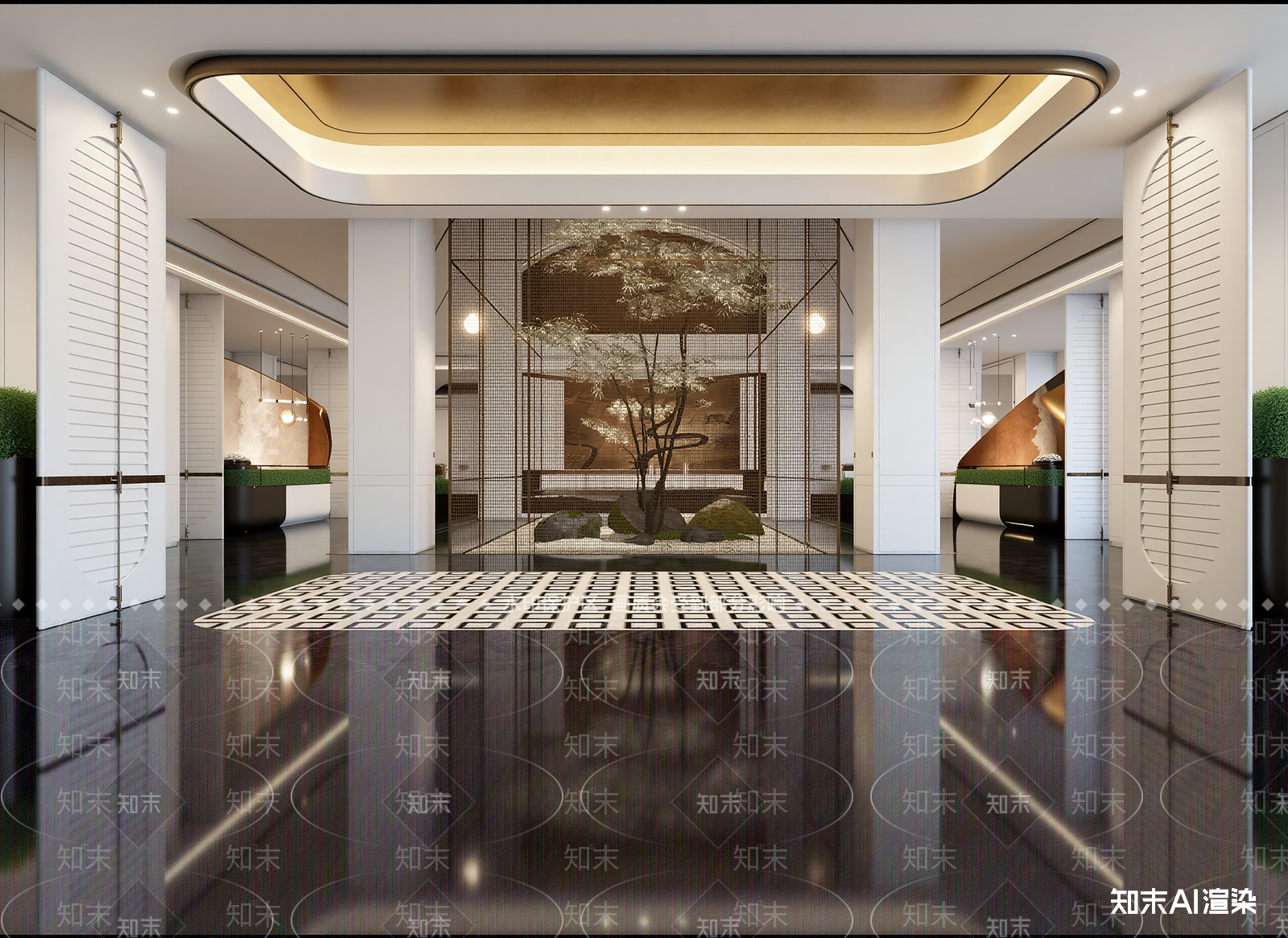 现代酒店大堂3D模型精品下载_3dmax模型_知末网