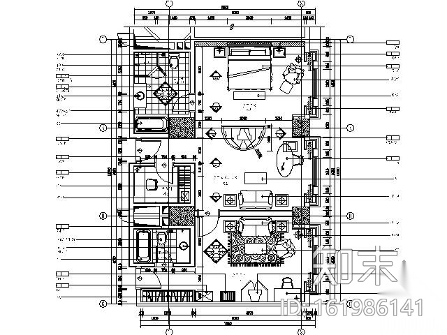 [浙江]五星酒店四套套房装修图cad施工图下载【ID:161986141】