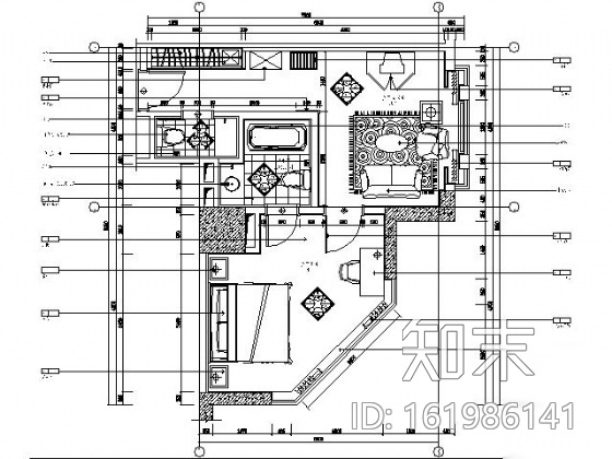 [浙江]五星酒店四套套房装修图cad施工图下载【ID:161986141】