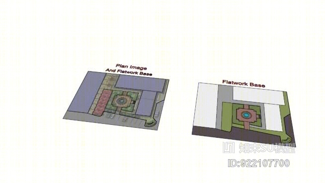 概念性场地规划-起草和着色平面基地SU模型下载【ID:922107700】