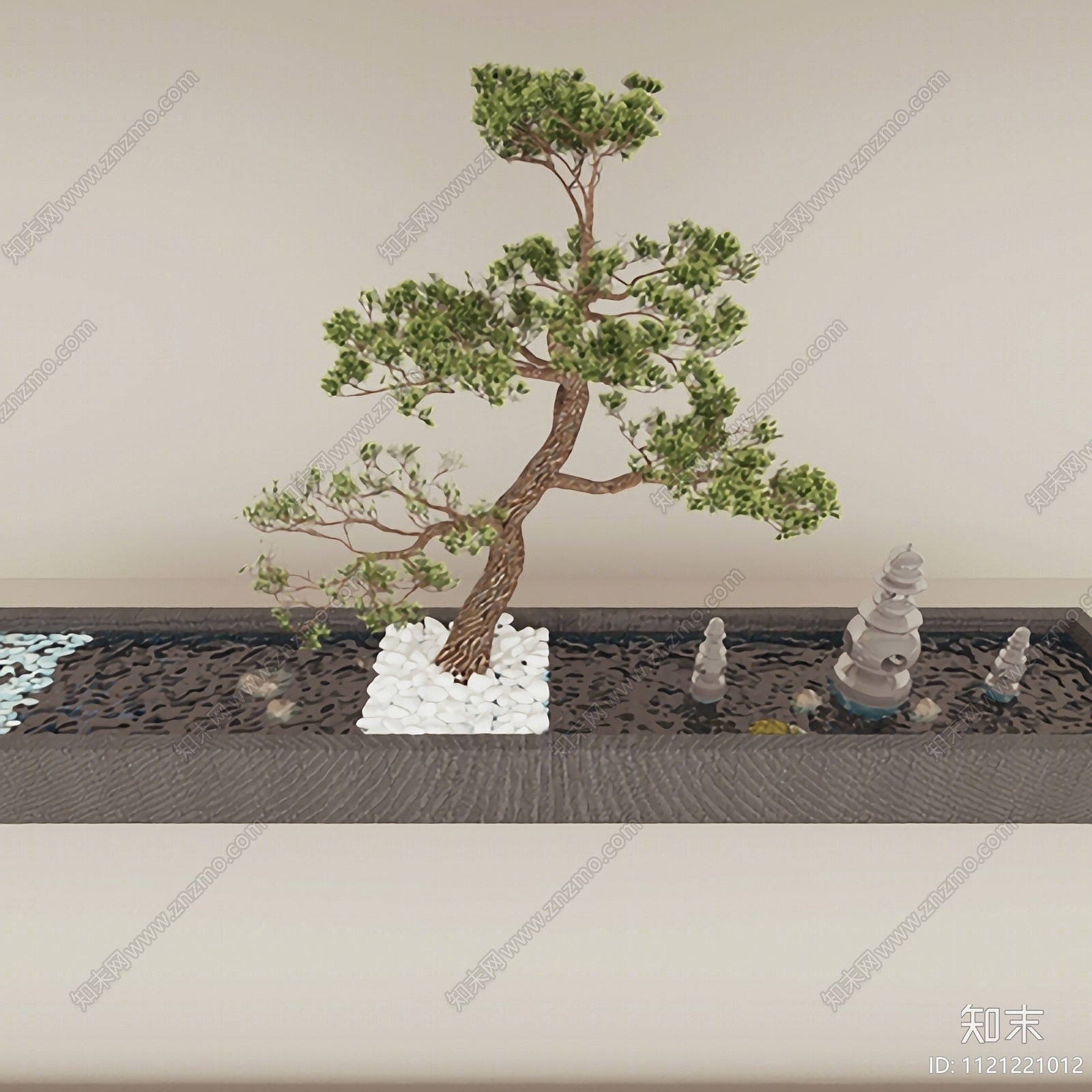 新中式松树水景小品3D模型下载【ID:1125242848】