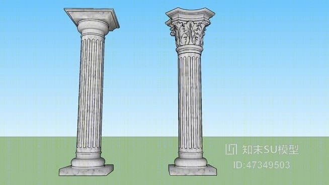 多立克柱式、科林斯柱SU模型下载【ID:917817952】