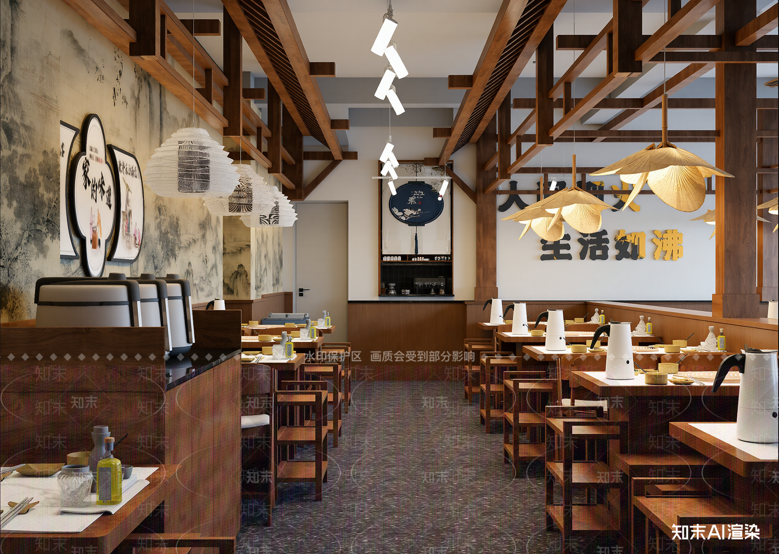 现代中餐厅3D模型下载【ID:1214955444】