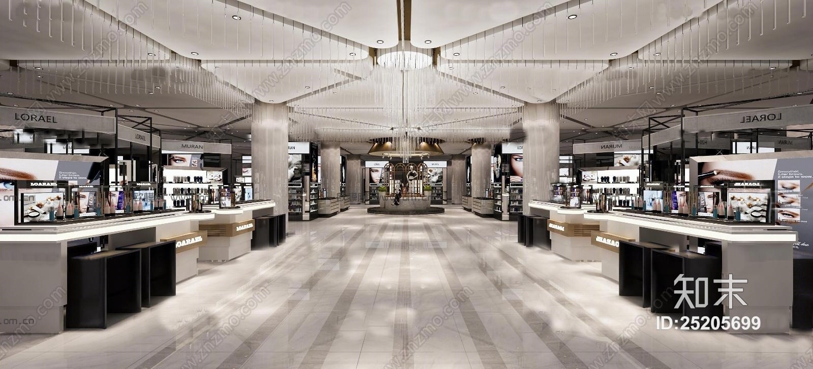 现代大型商场化妆品展架组合3D模型下载【ID:25205699】
