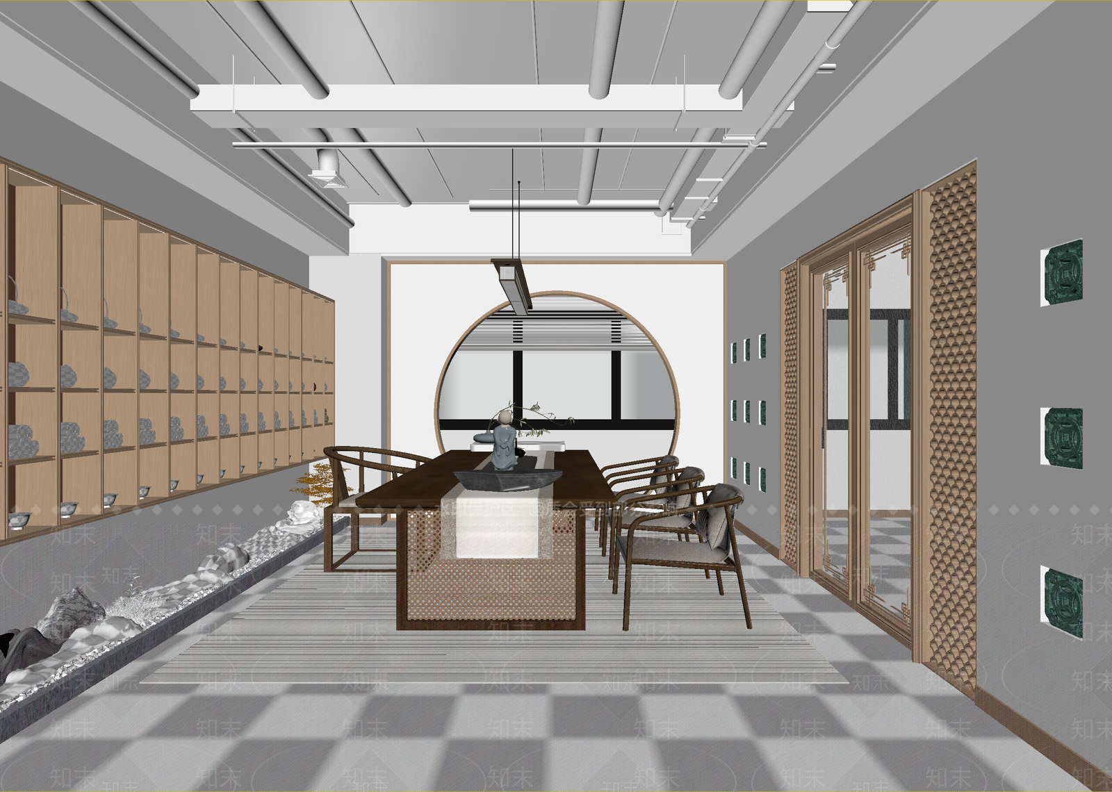 新中式茶馆3D模型下载【ID:1215162606】