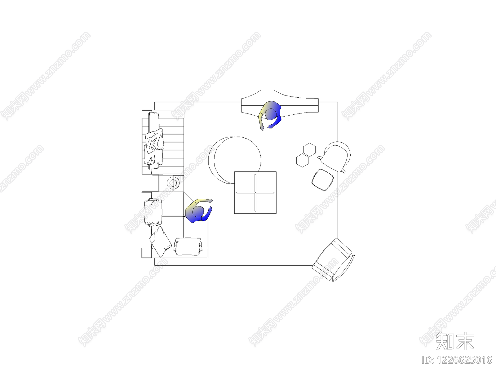 现代意式沙发组合沙发沙发椅懒人沙发弧形沙发综合沙发图块施工图cad施工图下载【ID:1226625016】