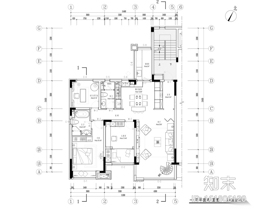 [辽宁]以海风诠释浪漫--别墅室内设计施工图（含效果图）cad施工图下载【ID:161806120】