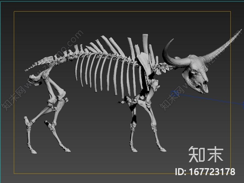 大角牛骨架CG模型下载【ID:167723178】